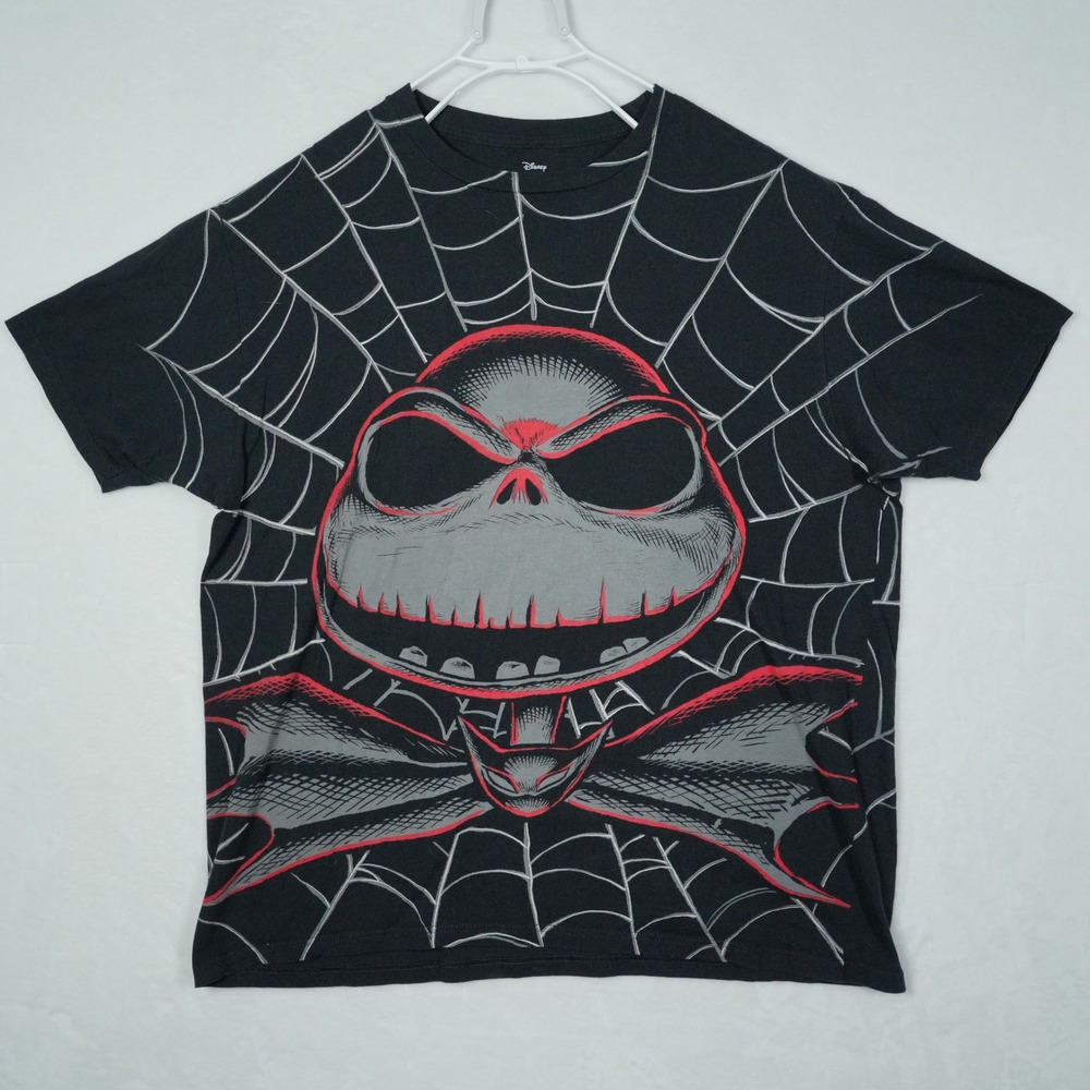 Disney Nightmare Before Christmas Jack Skellington Spiderweb T-Shirt XL Black